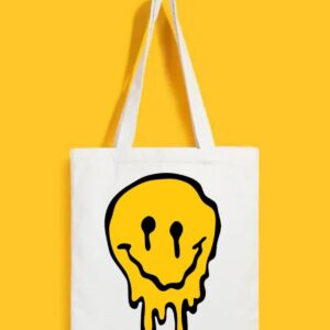 Reusable Tote Bags|100% Organic Cotton Bag | Multi-Purpose Bag| Smile in pain printed | Stylish Bag