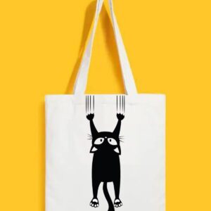 Reusable Tote Bags|100% Organic Cotton Bag | Multi-Purpose Bag| Angry cat printed | Stylish Bag