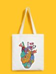 Reusable Tote Bags|100% Organic Cotton Bag | Multi-Purpose Bag| Heart printed | Stylish Bag