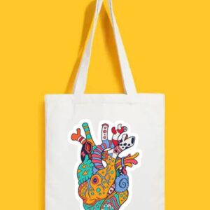 Reusable Tote Bags|100% Organic Cotton Bag | Multi-Purpose Bag| Heart printed | Stylish Bag