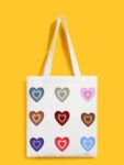 Reusable Tote Bags|100% Organic Cotton Bag | Multi-Purpose Bag| Hearts printed | Stylish Bag