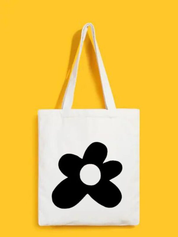 Reusable Tote Bags|100% Organic Cotton Bag | Multi-Purpose Bag| Black Flower printed | Stylish Bag