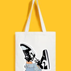 Reusable Tote Bags|100% Organic Cotton Bag | Multi-Purpose Bag| Shoes printed | Stylish Bag