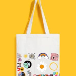 Reusable Tote Bags|100% Organic Cotton Bag | Multi-Purpose Bag| Stickers printed | Stylish Bag