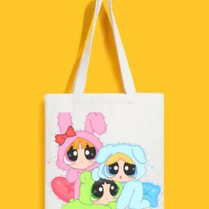 Reusable Tote Bags|100% Organic Cotton Bag | Multi-Purpose Bag| Powerpuff girls printed | Stylish Bag