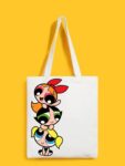 Reusable Tote Bags|100% Organic Cotton Bag | Multi-Purpose Bag| Powerpuff girls printed | Stylish Bag