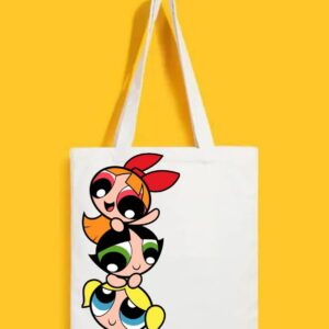 Reusable Tote Bags|100% Organic Cotton Bag | Multi-Purpose Bag| Powerpuff girls printed | Stylish Bag