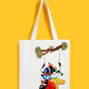 Reusable Tote Bags|100% Organic Cotton Bag | Multi-Purpose Bag| Radha krishna printed | Stylish Bag