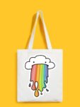 Reusable Tote Bags|100% Organic Cotton Bag | Multi-Purpose Bag| Rainbow Cloud printed | Stylish Bag