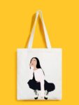 Reusable Tote Bags|100% Organic Cotton Bag | Multi-Purpose Bag| Lady printed | Stylish Bag