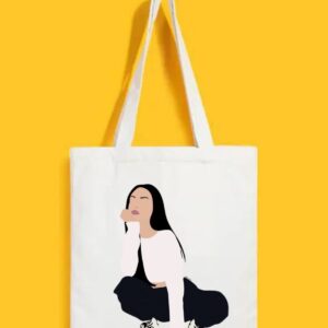 Reusable Tote Bags|100% Organic Cotton Bag | Multi-Purpose Bag| Lady printed | Stylish Bag