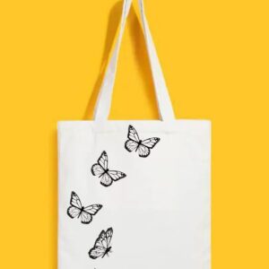 Reusable Tote Bags|100% Organic Cotton Bag | Multi-Purpose Bag| Butterflies printed | Stylish Bag