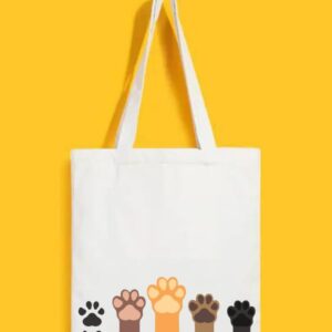 Reusable Tote Bags|100% Organic Cotton Bag | Multi-Purpose Bag| Dog Paw printed | Stylish Bag