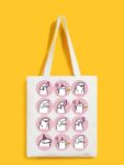 Reusable Tote Bags|100% Organic Cotton Bag | Multi-Purpose Bag| Stickers printed | Stylish Bag