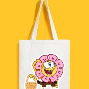 Reusable Tote Bags|100% Organic Cotton Bag | Multi-Purpose Bag| Spongebob printed | Stylish Bag