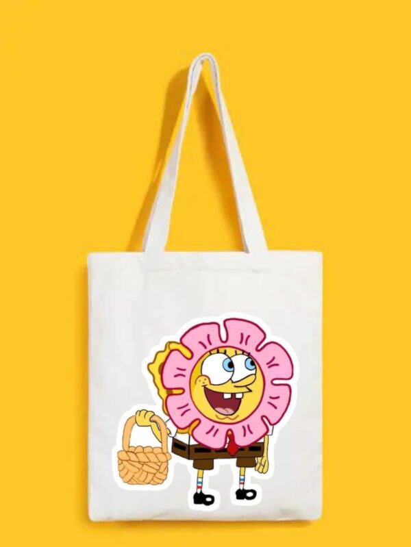 Reusable Tote Bags|100% Organic Cotton Bag | Multi-Purpose Bag| Spongebob printed | Stylish Bag