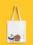 Reusable Tote Bags|100% Organic Cotton Bag | Multi-Purpose Bag| Bear printed | Stylish Bag