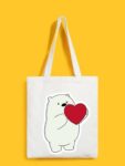 Reusable Tote Bags|100% Organic Cotton Bag | Multi-Purpose Bag| Polar bear printed | Stylish Bag