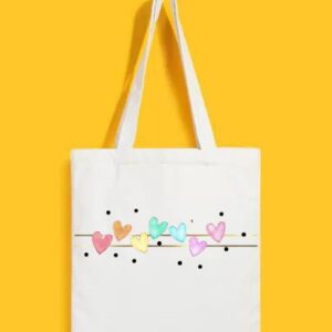 Reusable Tote Bags|100% Organic Cotton Bag | Multi-Purpose Bag| Hearts printed | Stylish Bag