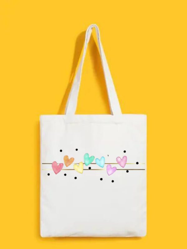 Reusable Tote Bags|100% Organic Cotton Bag | Multi-Purpose Bag| Hearts printed | Stylish Bag