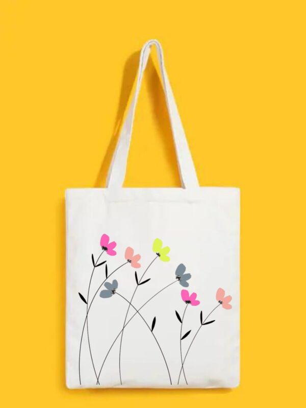 Reusable Tote Bags|100% Organic Cotton Bag | Multi-Purpose Bag| Flowers printed | Stylish Bag