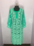 Green Georgette All-over Chikankari Jaal Kurta