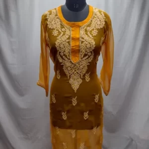 Mustard Georgette Chikankari Kurta