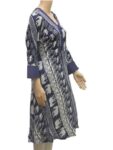 Generic Women's Rayon Kurtis (Blue, White, XXL)