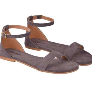 Generic Women's Patent Leather Flat Sandals (Color:Grey, Material:Patent Leather)