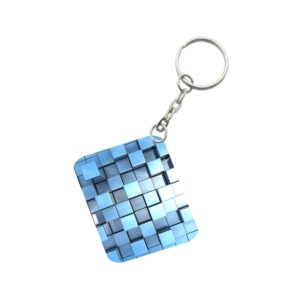 Generic Pack Of 3_ Blue Cubes One Side Printed Rectangle Designer Keychain (Blue)