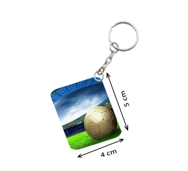 Generic Pack Of 3_ Football One Side Printed Rectangle Designer Keychain (Multi Color)