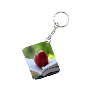 Generic Pack Of 3_ Apple One Side Printed Rectangle Designer Keychain (Red)