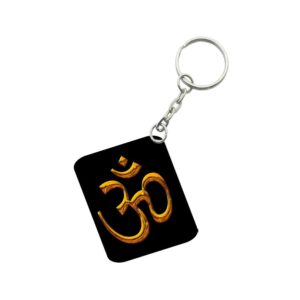 Generic Pack Of 3_ Om Symbol One Side Printed Rectangle Designer Keychain (Black)