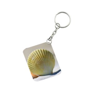 Generic Pack Of 3_ Shells Sand One Side Printed Rectangle Designer Keychain (Yellow)