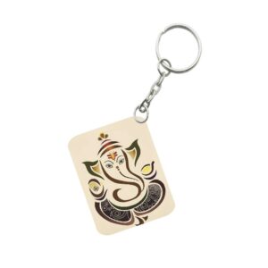 Generic Pack Of 3_ Ganesha One Side Printed Rectangle Designer Keychain (Sandal)