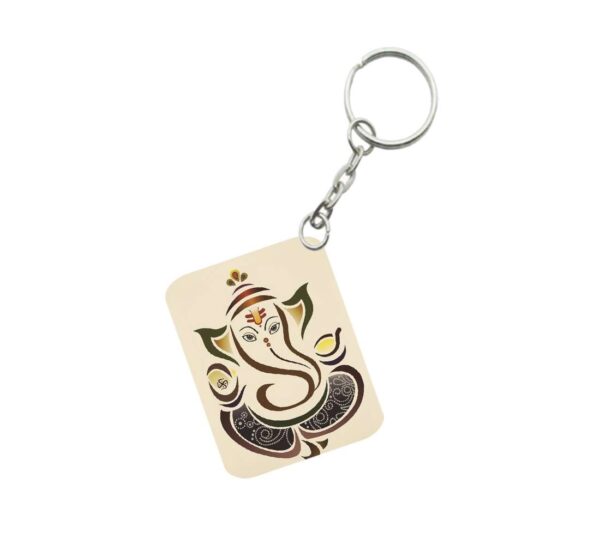 Generic Pack Of 3_ Ganesha One Side Printed Rectangle Designer Keychain (Sandal)