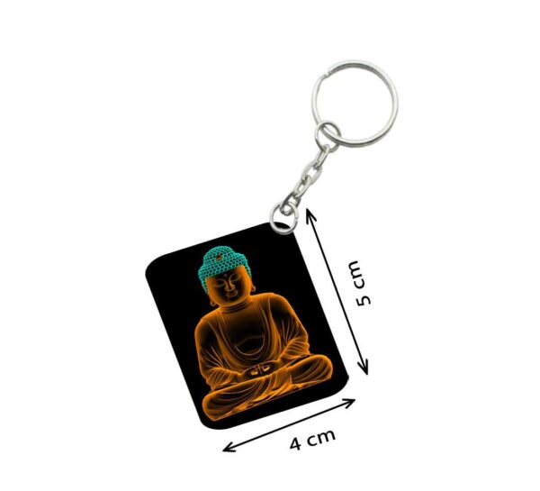 Generic Pack Of 3_ Golden Buddha One Side Printed Rectangle Designer Keychain (Golden)