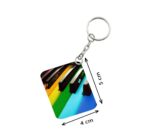 Generic Pack Of 3_ Rainbow Piano Keys One Side Printed Rectangle Designer Keychain (Rainbow Color)