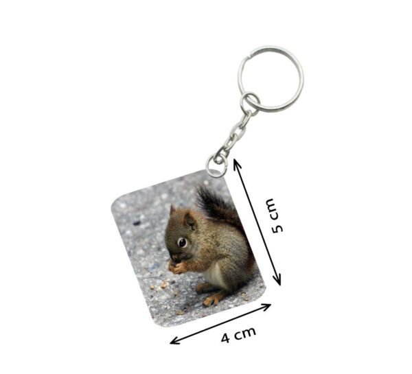 Generic Pack Of 3_ Squirrel One Side Printed Rectangle Designer Keychain (Brown)