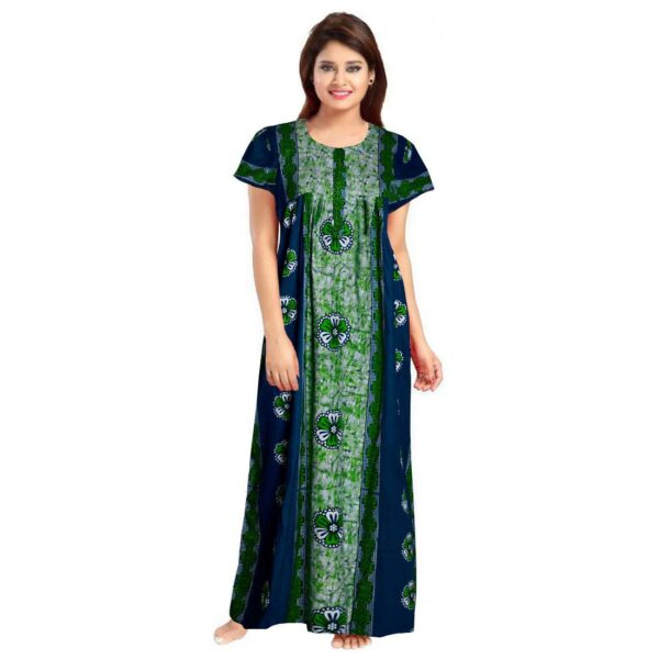 Generic Women's Cotton Printed Maxi Nighty (Green)