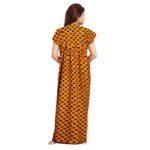 Generic Women's Cotton Printed Maxi Nighty (Mustard)