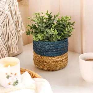 Handwoven Blue Planter / Eco-friendly Planter