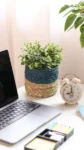 Handwoven Blue Planter / Eco-friendly Planter