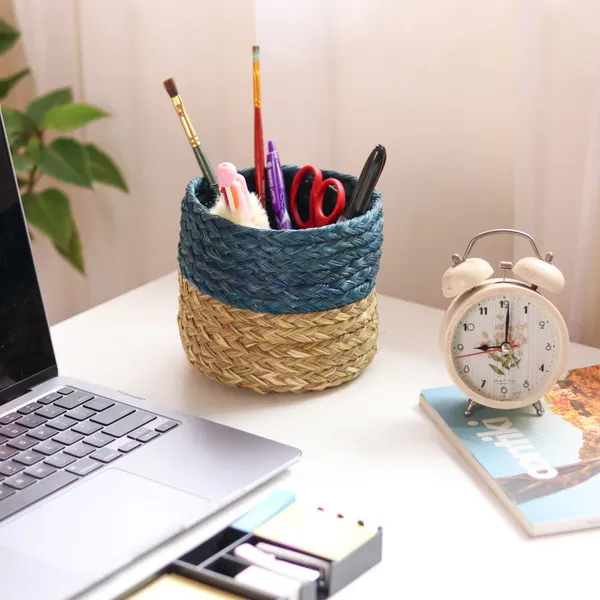 Handwoven Blue Planter / Eco-friendly Planter