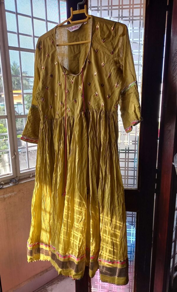 Biba branded yellow cotton anarkali suit