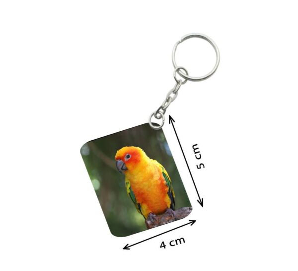 Generic Pack Of 3_ Parrot One Side Printed Rectangle Designer Keychain (Orange)