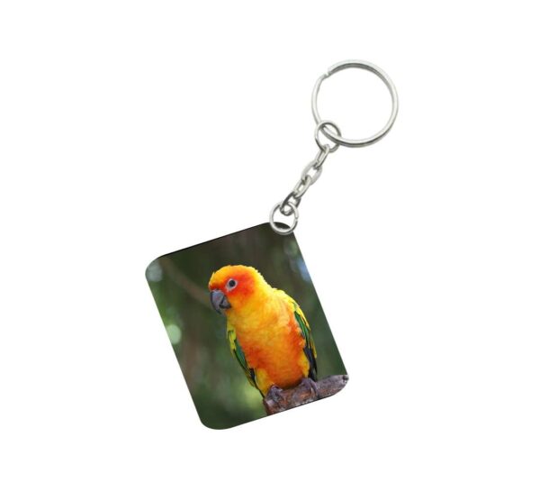 Generic Pack Of 3_ Parrot One Side Printed Rectangle Designer Keychain (Orange)