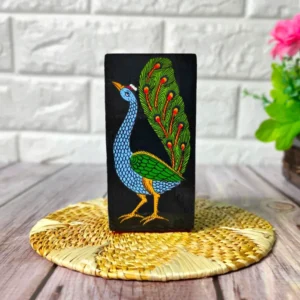 Hand-Painted Peacock Theme Tea Light Holder | Wooden Candle Holder | Pattachitra Painting