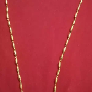 Gold-plated Long Necklace Jewellery Small Beads gheu shape Bor Mala Chain for Girls, Women .24 cm