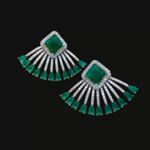 American Diamond Designer Stud Earring- Hydro Green